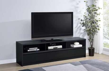 Rutland 78-Inch Black TV Stand with 3 Drawers