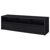 Rutland 78-Inch Black TV Stand with 3 Drawers