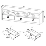 Rutland 78-Inch Black TV Stand with 3 Drawers