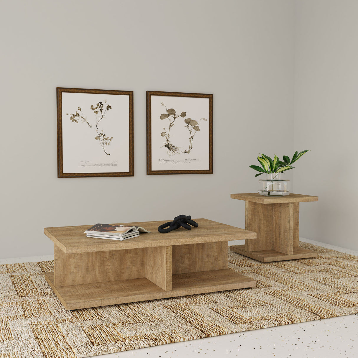 Cortona Square Mango Wood End Table with Storage