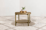 Arini Round End Table with Storage Shelf - Sand Wash