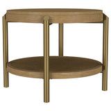 Arini Round End Table with Storage Shelf - Sand Wash