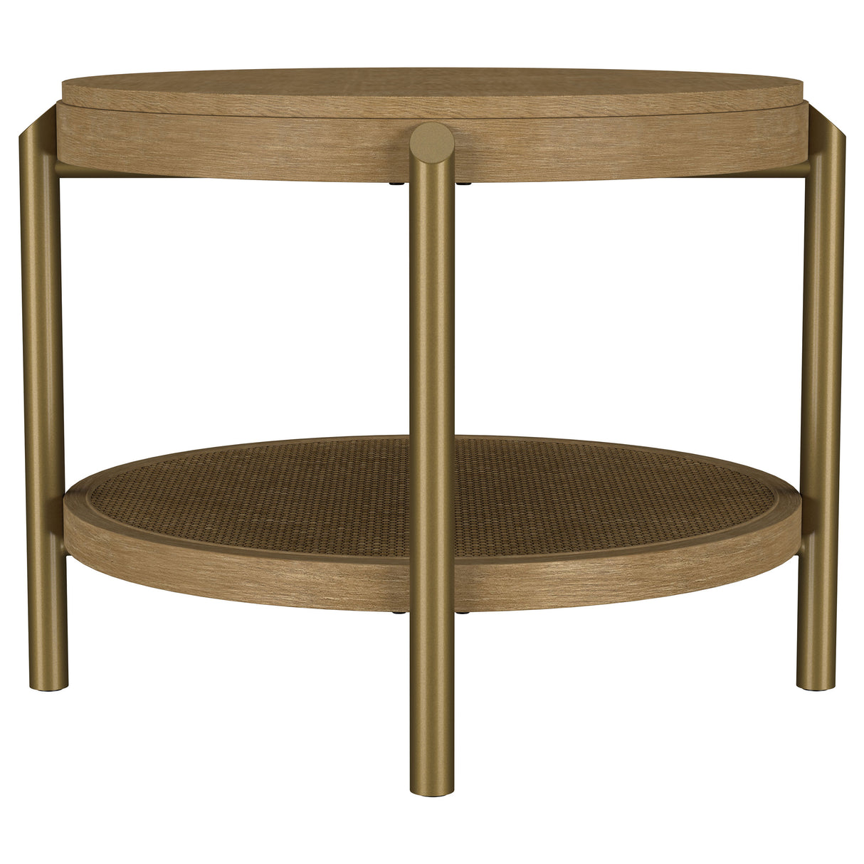 Arini Round End Table with Storage Shelf - Sand Wash