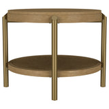 Arini Round End Table with Storage Shelf - Sand Wash
