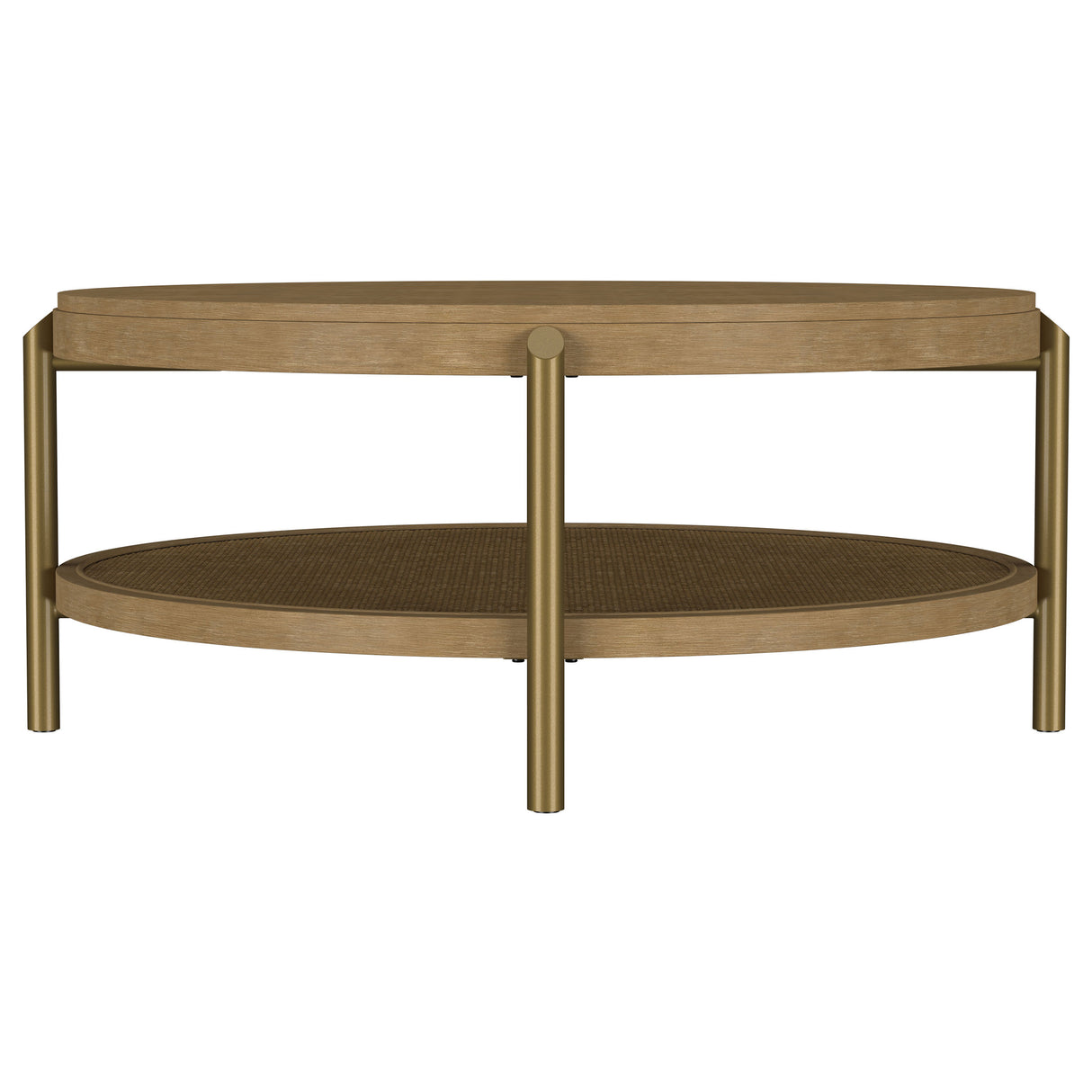 Arini Round Coffee Table with Storage Shelf, Sand Wash