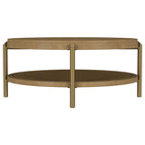 Arini Round Coffee Table with Storage Shelf, Sand Wash