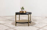 Arini Round End Table with Storage Shelf Black