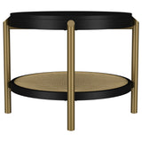 Arini Round End Table with Storage Shelf Black