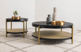 Arini 2-Piece Round Coffee and End Table Set, Black