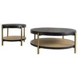 Arini 2-Piece Round Coffee and End Table Set, Black