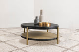 Arini Round Coffee Table with Storage Shelf Black