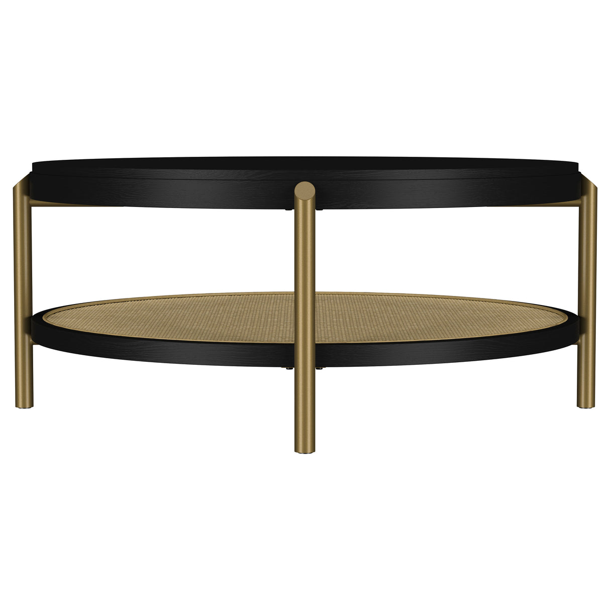 Arini Round Coffee Table with Storage Shelf Black