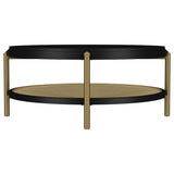 Arini Round Coffee Table with Storage Shelf Black