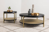 Arini Round Coffee Table with Storage Shelf Black