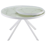 Briggs Round Marble Printed Glass Top Coffee Table