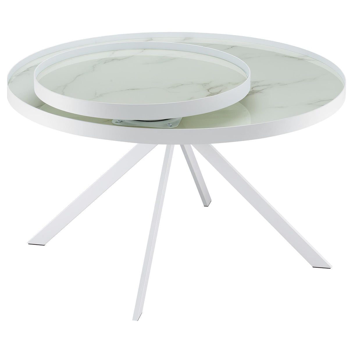 Briggs Round Marble Printed Glass Top Coffee Table