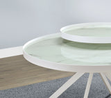 Briggs Round Marble Printed Glass Top Coffee Table