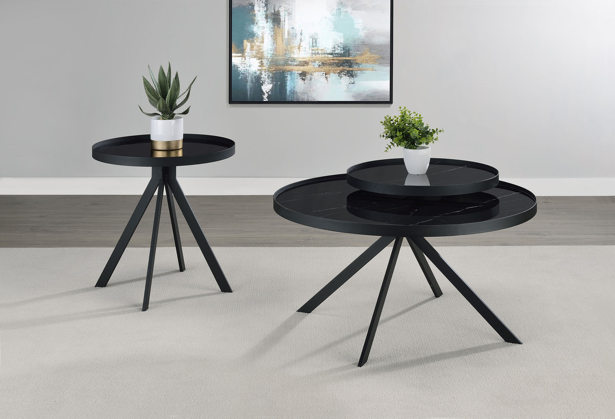 Briggs 2-Piece Round Coffee and End Table Set, Black