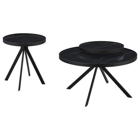 Briggs 2-Piece Round Coffee and End Table Set, Black