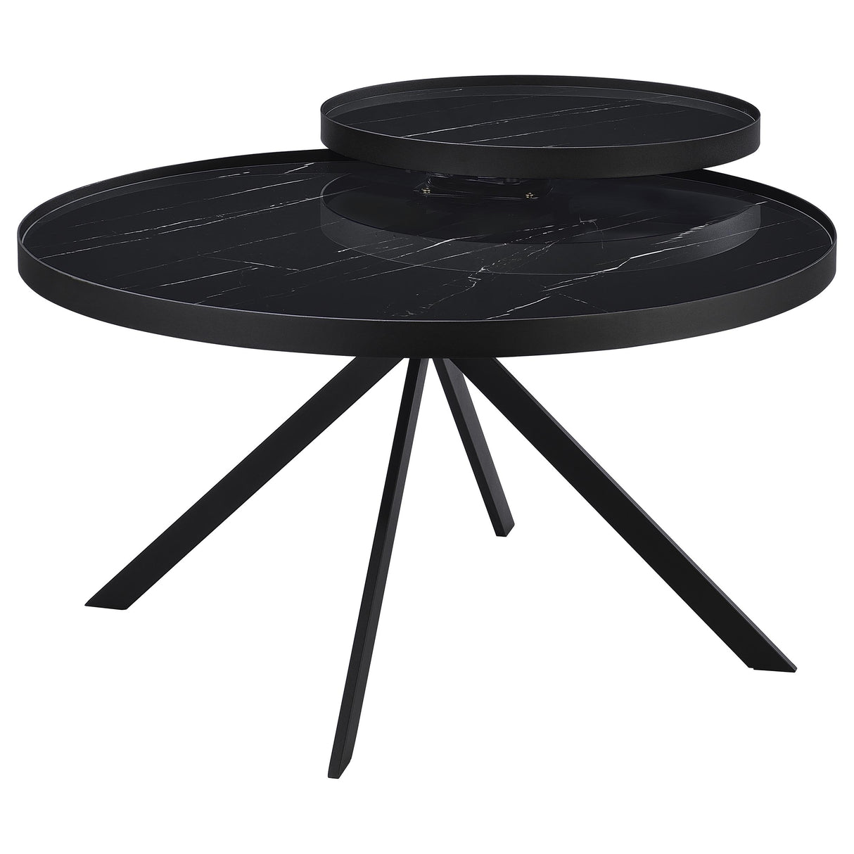 Briggs Round Marble Printed Glass Top Coffee Table