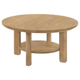 Ottowa 2-Piece Round Wood Coffee Table Set Light Oak