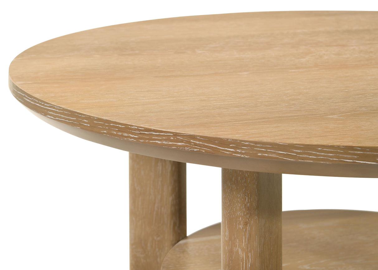 Ottowa 2-Piece Round Wood Coffee Table Set Light Oak