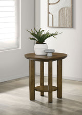Ottowa 22-Inch Round Wood Side Table with Shelf, Brown