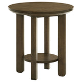 Ottowa 22-Inch Round Wood Side Table with Shelf, Brown