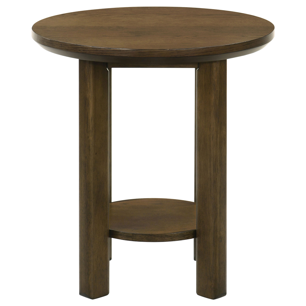 Ottowa 22-Inch Round Wood Side Table with Shelf, Brown