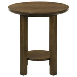 Ottowa 22-Inch Round Wood Side Table with Shelf, Brown