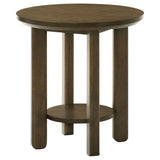 Ottowa 22-Inch Round Wood Side Table with Shelf, Brown