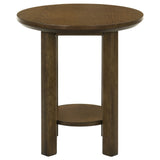 Ottowa 22-Inch Round Wood Side Table with Shelf, Brown