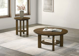 Ottowa 22-Inch Round Wood Side Table with Shelf, Brown