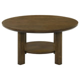 Ottowa 2-Piece Round Wood Coffee Table Set, Brown