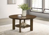 Ottowa 35-Inch Round Wood Cocktail Coffee Table Brown