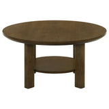 Ottowa 35-Inch Round Wood Cocktail Coffee Table Brown