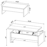 Canoga 2-Piece Lift Top Cocktail Coffee Table Set Light Oak