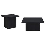Devar 2-Piece Square Cocktail Coffee End Table Set Black