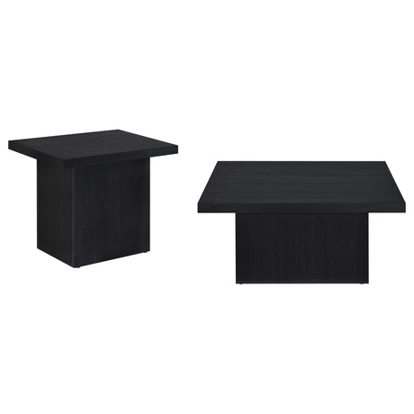 Devar 2-Piece Square Cocktail Coffee End Table Set Black