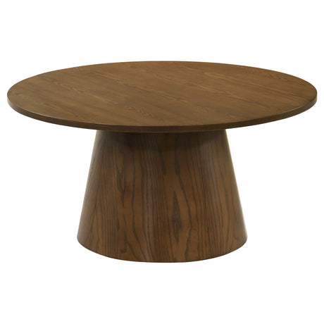 Franklin 2-Piece Round Pedestal Coffee Table Set Dark Brown