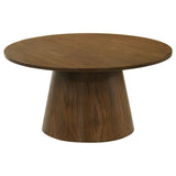 Franklin 36-Inch Round Pedestal Coffee Table Dark Brown