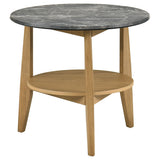 Bradley Round SmartTop End Table Grey and Natural