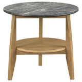 Bradley Round SmartTop End Table Grey and Natural