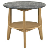 Bradley 2-Piece Round Coffee Table Set Grey and Natural