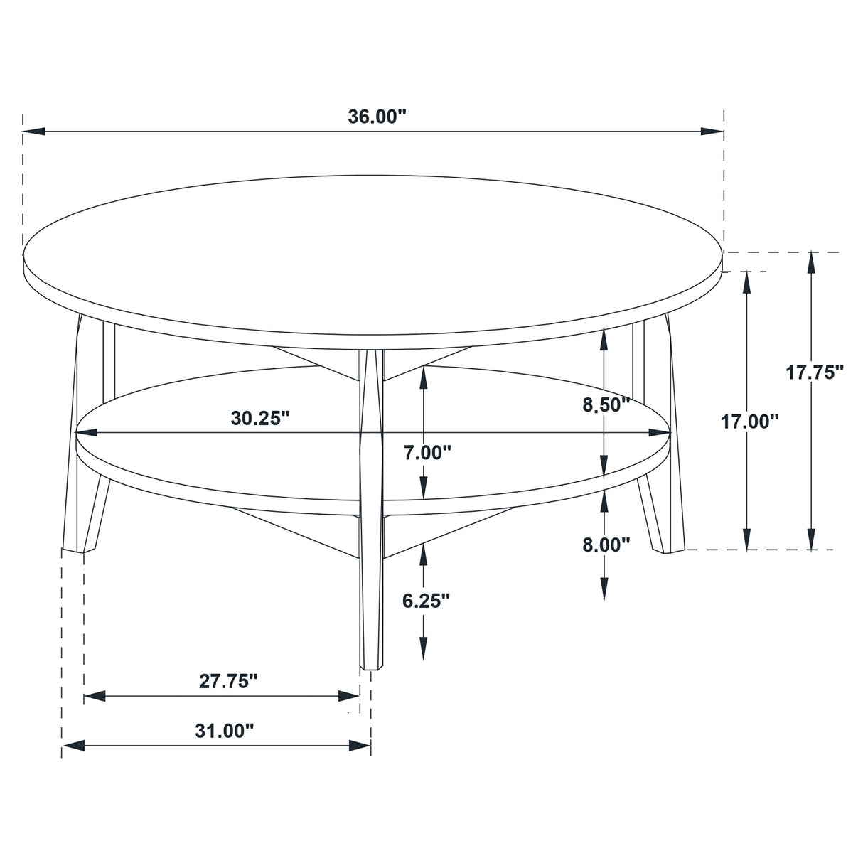 Bradley Round SmartTop Cocktail Coffee Table Grey Natural