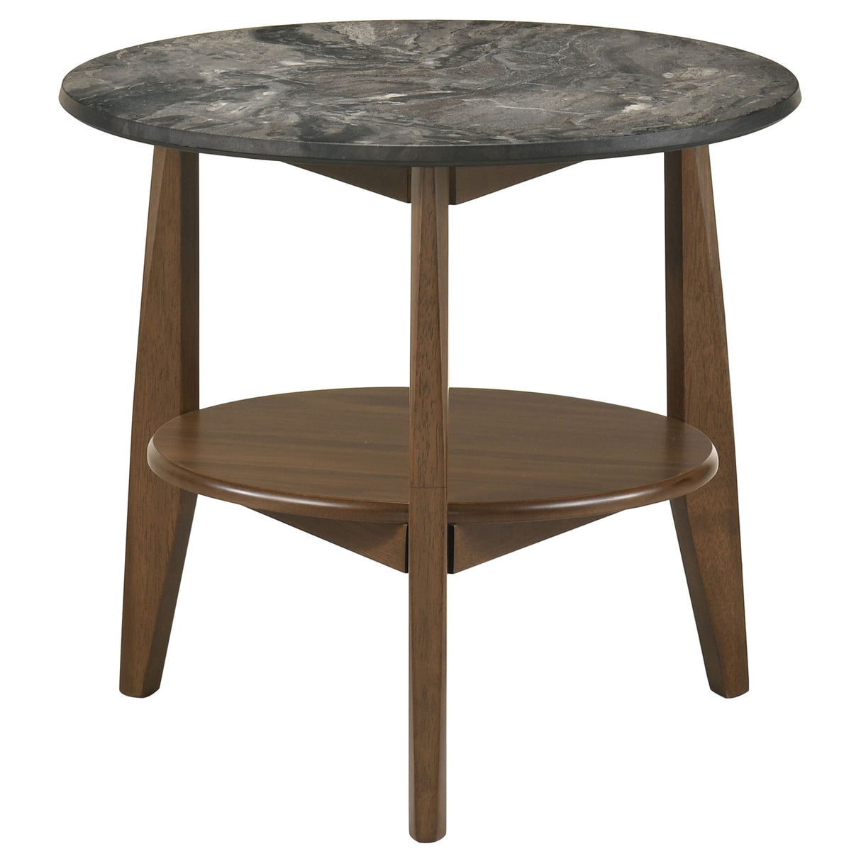 Bradley Round SmartTop End Table, Smokey Grey and Brown