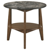 Bradley Round SmartTop End Table, Smokey Grey and Brown