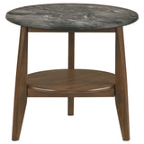 Bradley Round SmartTop End Table, Smokey Grey and Brown