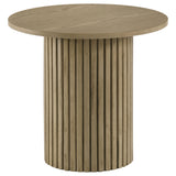 Hamlyn Round Fluted Occasional Side Table Natural Oak
