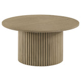 Hamlyn Round Fluted Cocktail Coffee Table in Natural Oak